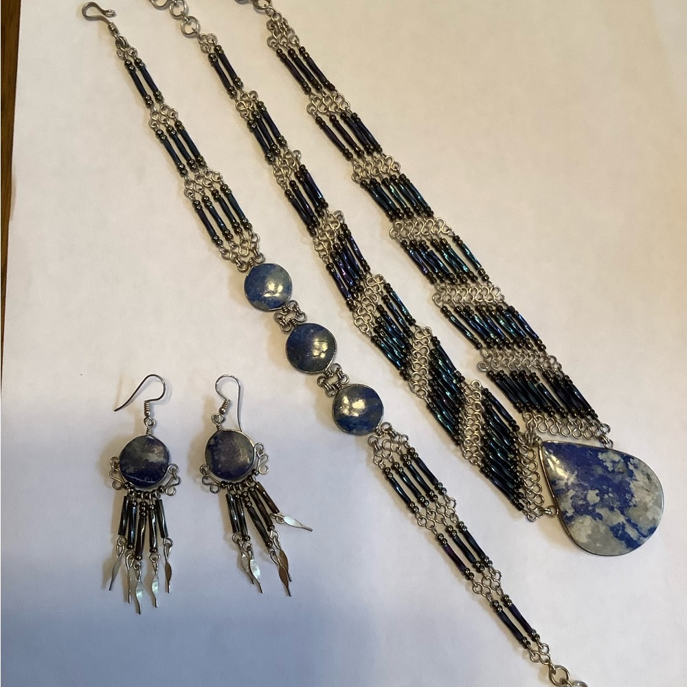 BEAUTIFUL Silver Necklace, Earrings, & Ankle or Regular Bracelet